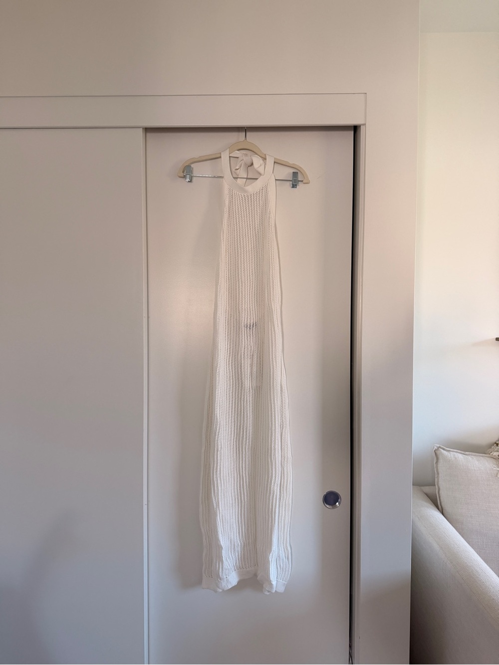 Quince White Knit Halter Maxi Cover-Up Small